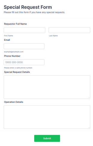 Special Request Form Template