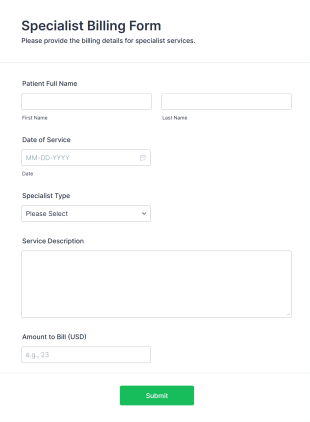 Specialist Billing Form Template