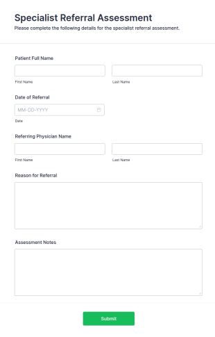 Specialist Referral Assessment Form Template