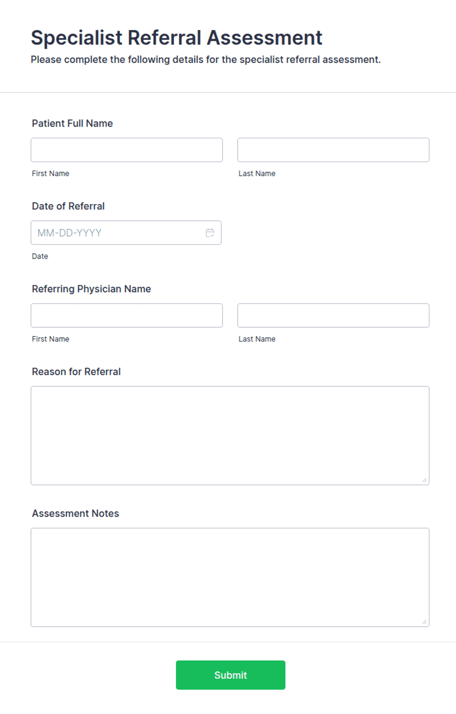 Specialist Referral Assessment Form Template | Jotform