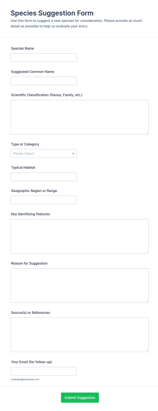Species Suggestion Form Template