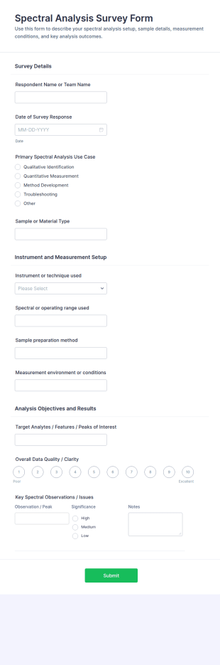 Spectral Analysis Survey Form Template