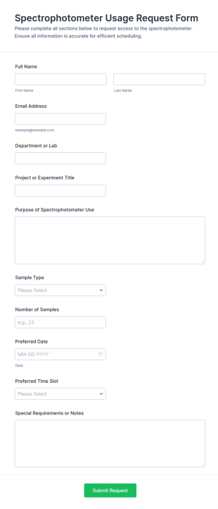 Spectrophotometer Usage Request Form Template