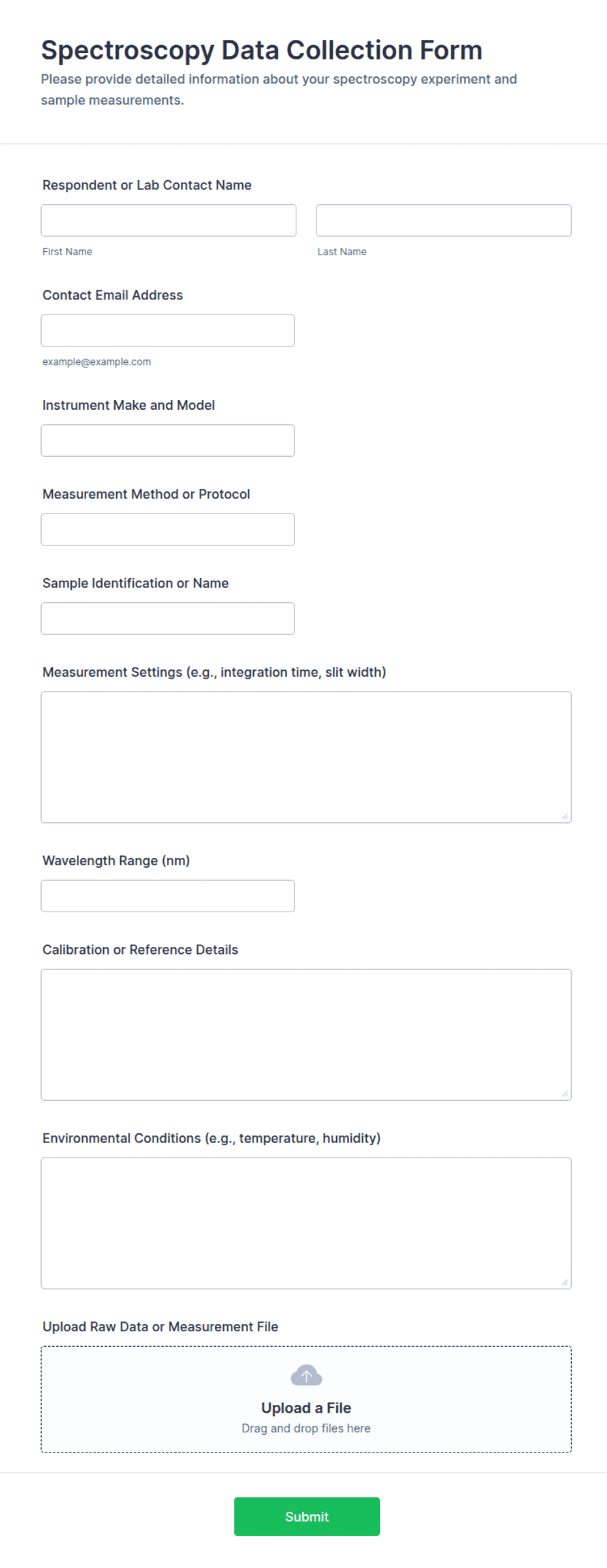 Spectroscopy Data Collection Form Template | Jotform