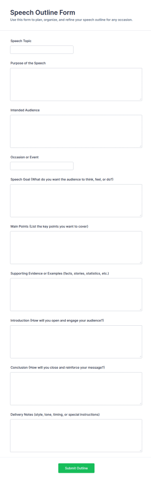 Speech Outline Form Template