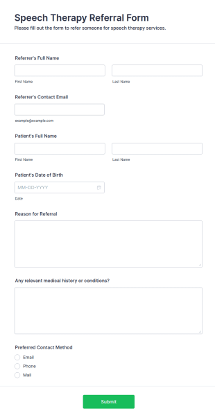 Speech Therapy Referral Form Template