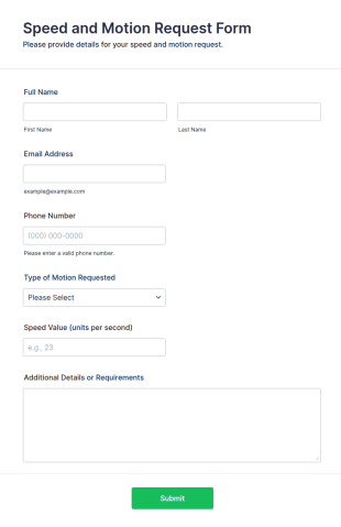 Speed And Motion Request Form Template