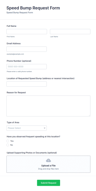 Speed Bump Request Form Template