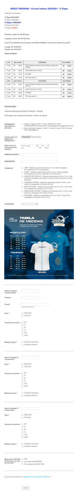 Speed Trekking 2º Etapa Form Template