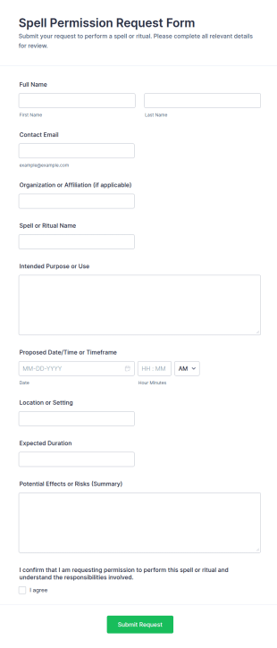 Spell Permission Request Form Template