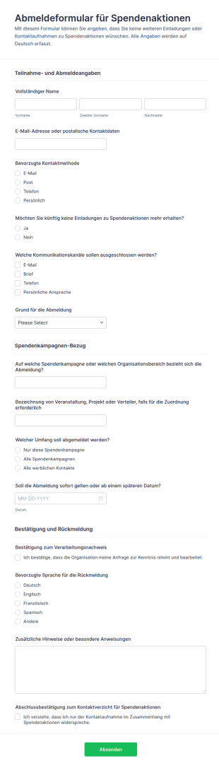 Spenden Opt Out Formular
