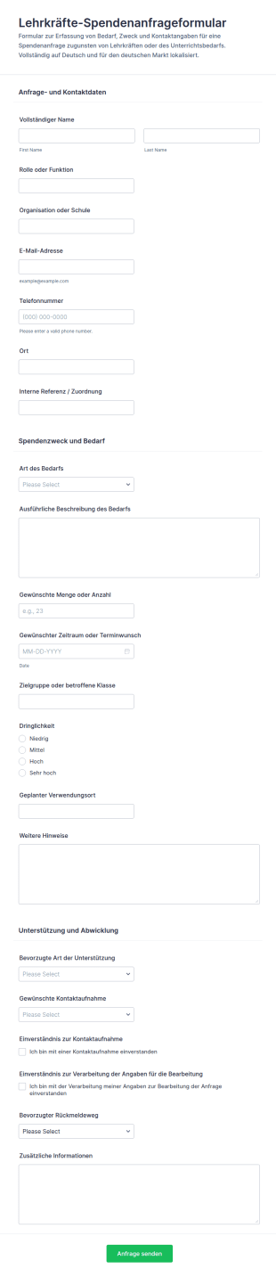 Spendenanfrage Für Lehrer Formular