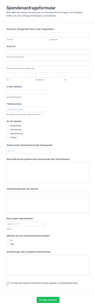 Spendenanfrageformular