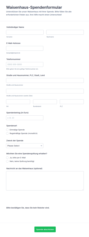 Spendenformular Für Waisenhaus