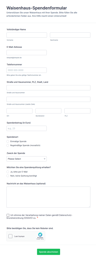 Spendenformular Für Waisenhaus