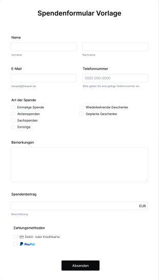 Spendenformular Vorlage Form Template