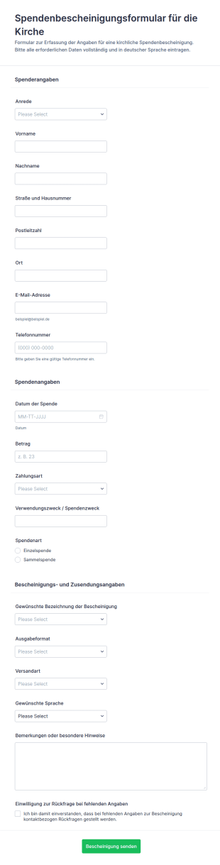 Spendenquittung Für Die Kirche Formular