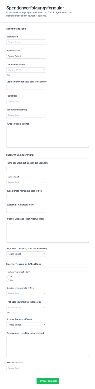 Spendenverfolgungsformular