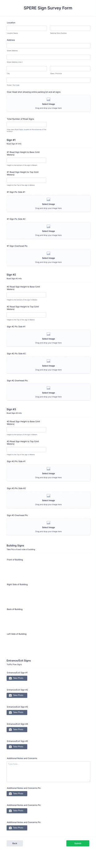 Road Sign Survey Form Template