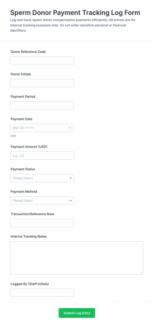 Sperm Donor Payment Tracking Log Form Template