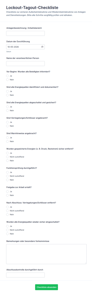 Sperr Und Kennzeichnungs Checkliste