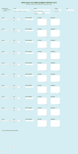 Spes Accomplishment Report 2019 Form Template
