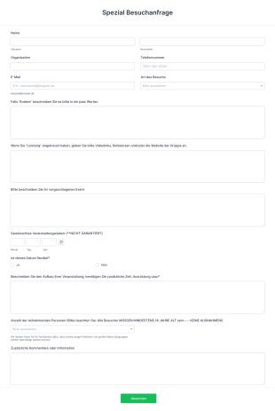 Spezial Besuchanfrage Form Template
