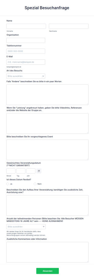 Spezial Besuchanfrage