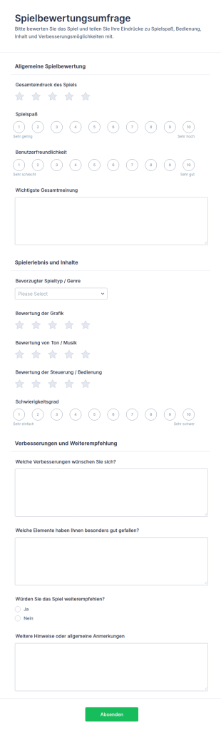Spielbewertung Umfrage