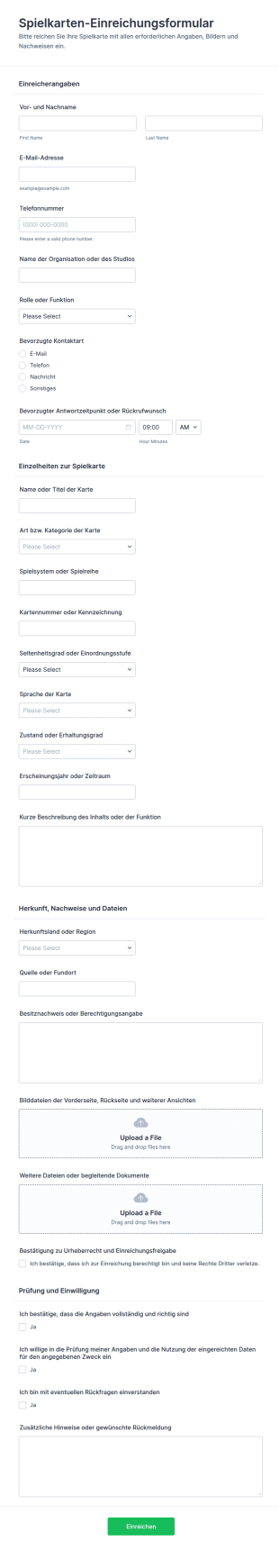 Spielkarten Map Einreichungsformular
