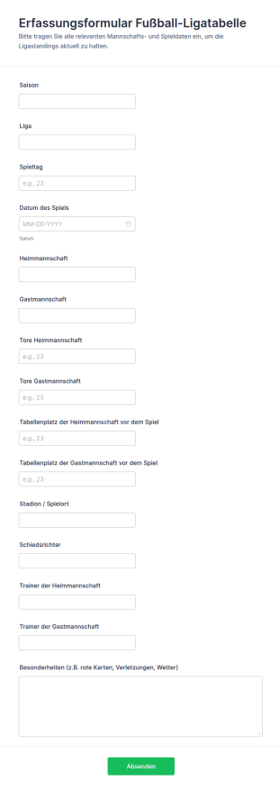 Spielplan Und Tabellenabfrage Für Die Fußballliga