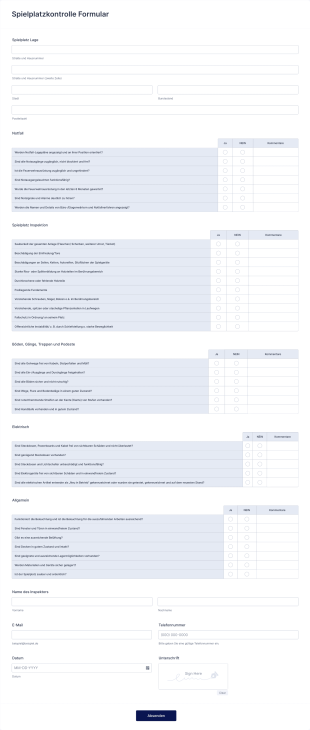 Spielplatzkontrolle Formular Form Template