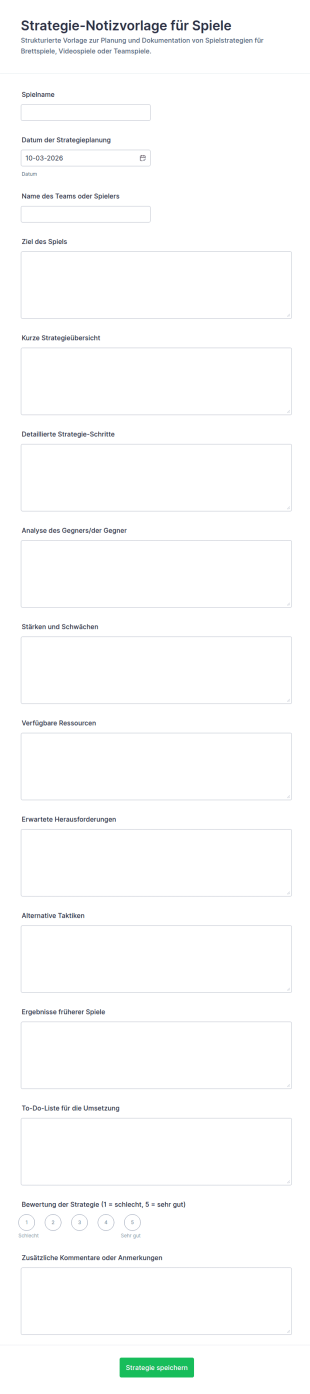 Spielstrategie Notizen Formular