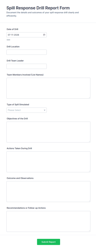Spill Response Drill Report Form Template