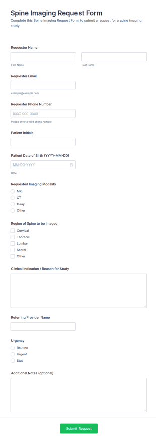 Spine Imaging Request Form Template