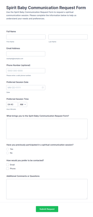 Spirit Baby Communication Request Form Template