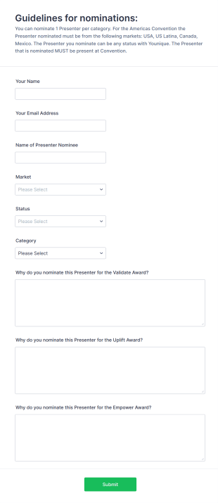 Presenter Nomination Form Template