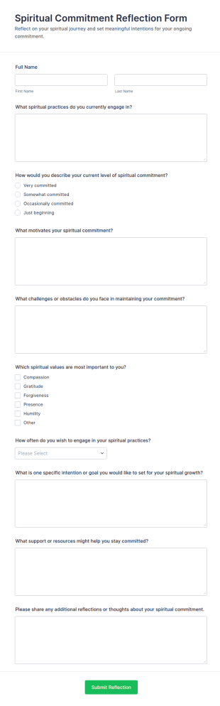 Spiritual Commitment Reflection Form Template