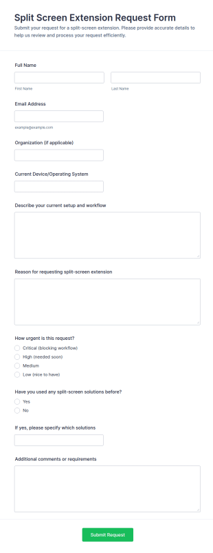 Split Screen Extension Request Form Template