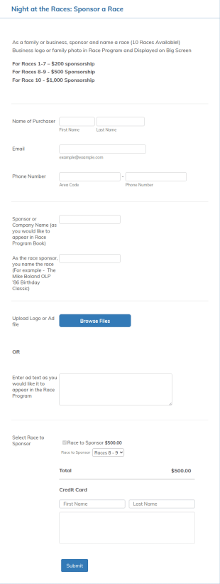 Race Sponsorship Form Template