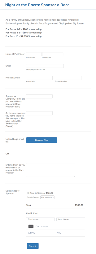 Race Sponsorship Form Template