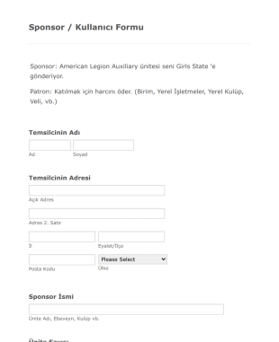 Sponsor Bilgi Form Şablonu