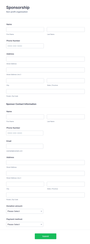 Sponsor Donation Form Template