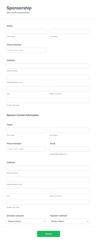Sponsor Donation Form Template