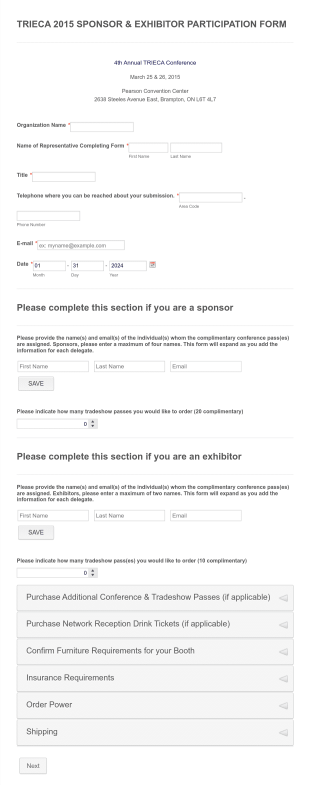 Sponsor Exhibitor Participation Form Template