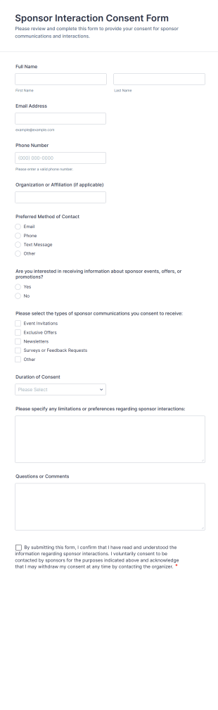 Sponsor Interaction Consent Form Template