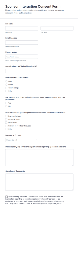 Sponsor Interaction Consent Form Template