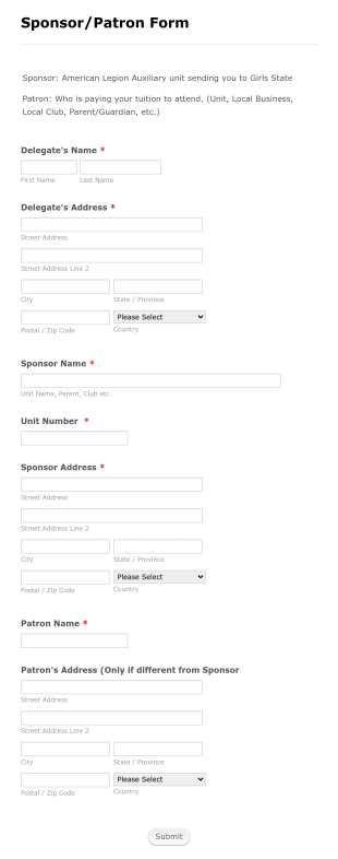 Sponsor Information Form Template