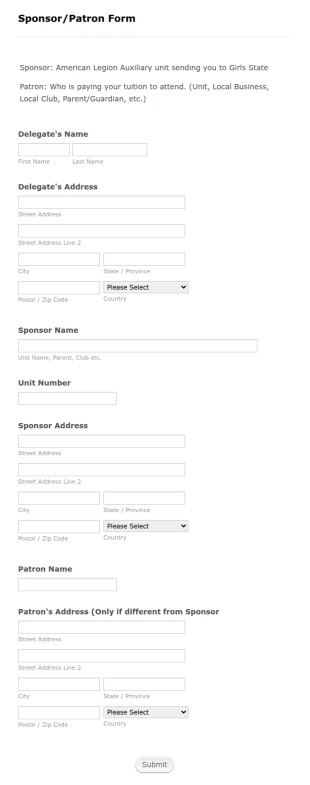 Sponsor Information Form Template