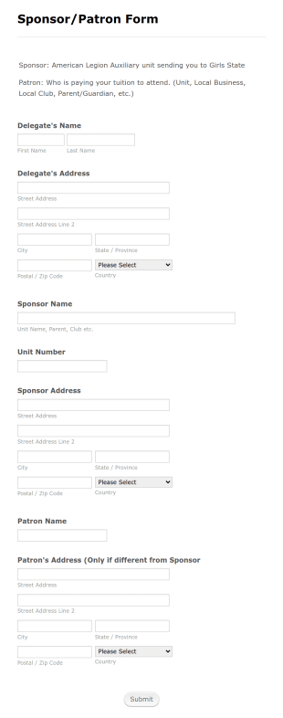 Sponsor Information Form Template